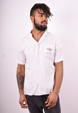 MENS VINTAGE SHIRT MEDIUM WHITE 90'S
