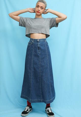 RALPH LAUREN JEANS CO DENIM PANELLED MAXI SKIRT