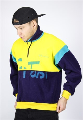 VINTAGE MENS SERGIO TACCHINI FLEECE HALF ZIP PULLOVER JACKET