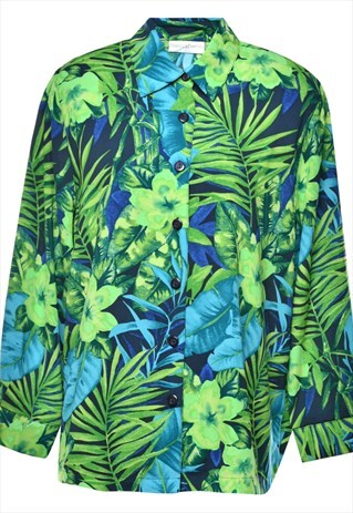 BEYOND RETRO VINTAGE FOLIAGE PRINT BLOUSE - L