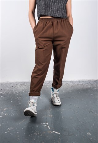 VINTAGE 1990S BROWN HIGH-WAISTED TROUSERS