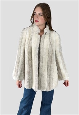 70's Vintage Simulated Faux Fur White/Cream Coat Ladies