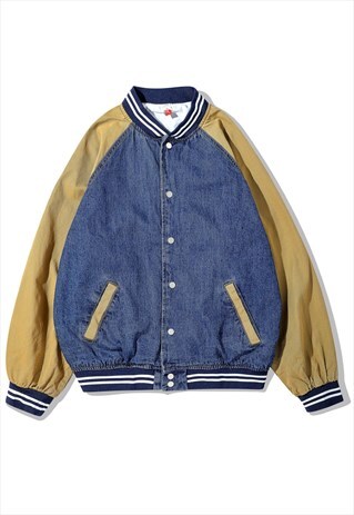 KALODIS VINTAGE CONTRAST STITCHING DENIM JACKET