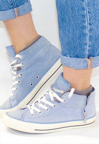 RETRO BLUE SUEDE CHUNKY ZIP HI-TOP CONVERSE UK5.5