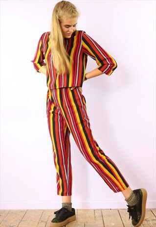 CROPPED TROUSERS & TOP CO-ORDINATES IN STRIPED FABRIC