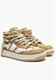 BONES PATCH SNEAKERS CHUNKY SOLE HIGH TOPS RAVE SKATER SHOES