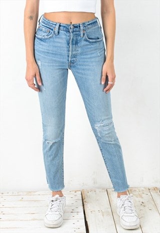 LEVI Strauss 501 Women's S Jeans Light Distressed Skinny