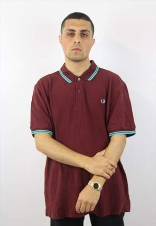 VINTAGE FRED PERRY WINE POLO SHIRT