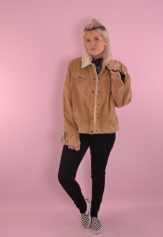 BEIGE CORDUROY SHERPA JACKET GDF986
