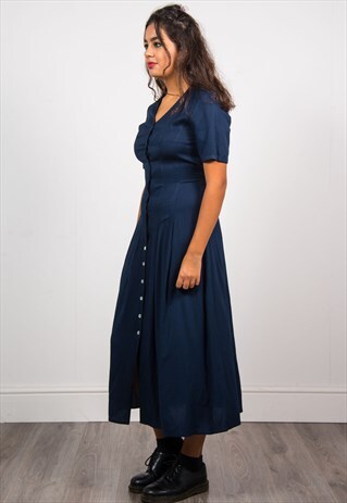 VINTAGE 90'S NAVY BLUE MIDI DRESS