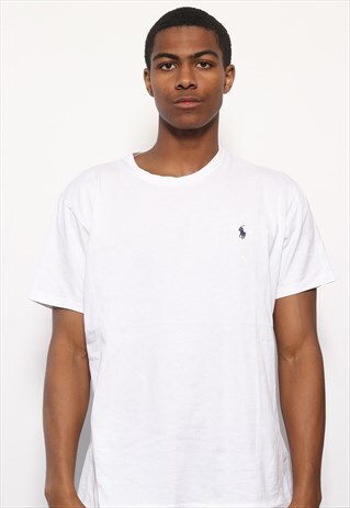 VINTAGE POLO RALPH LAUREN LOGO T-SHIRT WHITE