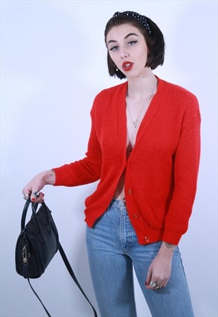 RED KNITTED CARDIGAN