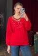 RED ANGORA SWEATER WITH EMBROIDERY