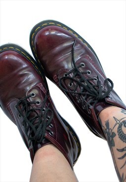Dr Martens red Vegan leather 101 lace up ankle Boots UK 6