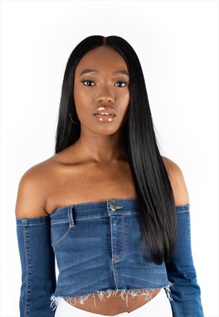 DENIM FLARE SLEEVE TOP