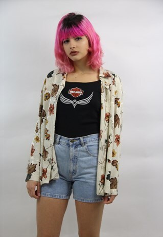VINTAGE FLORAL CREAM SILKY SHIRT