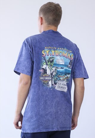 90S RARE VINTAGE MENS HARLEY DAVIDSON BIG LOGO T-SHIRT