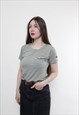 VINTAGE 90S MINIMALIST BLOUSE, CAPSULE TOP STRIPED GREEN