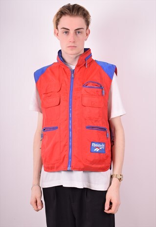 REEBOK MENS VINTAGE GILET MEDIUM RED 90S