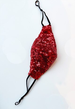 CHRISTMAS RED SEQUIN FACE MASK