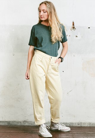 VINTAGE 80S YELLOW BAGGY MOM JEANS
