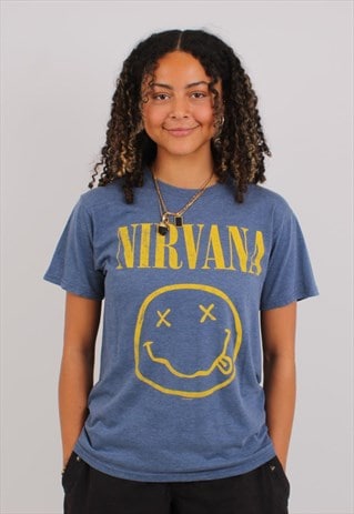 VINTAGE WOMENS NIRVANA BLUE T-SHIRT