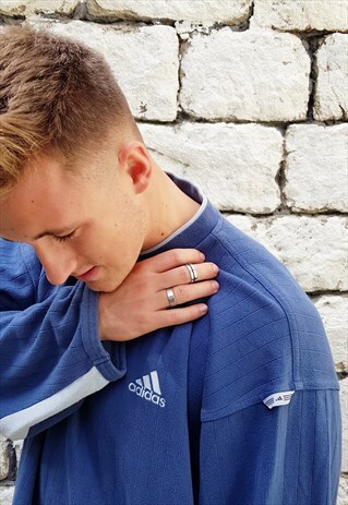 VINTAGE 90'S ADIDAS SPELLOUT SWEATSHIRT BLUE GREY