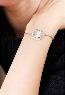 Compass Chain Bracelet Women Sterling Silver Bracelet