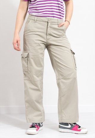 Vintage cargo denim pants in beige wide leg baggy jeans