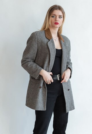 VINTAGE 60S BOXY TWEED JACKET IN GREY