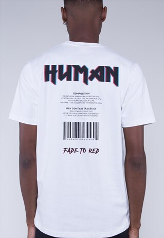 WHITE REGULAR FIT T-SHIRT WITH BACK GRAPHIC