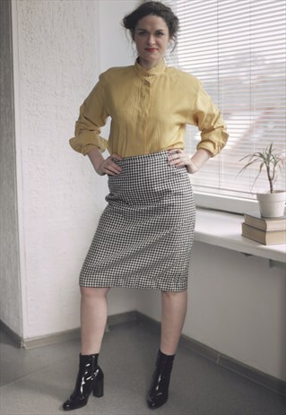 VINTAGE 80'S MIDI TARTAN BLACK/WHITE SKIRT