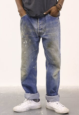 LEVI'S VINTAGE BLUE DENIM PAINT 501 JEANS