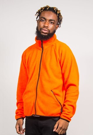 90'S VINTAGE BRIGHT ORANGE ZIP UP FLEECE