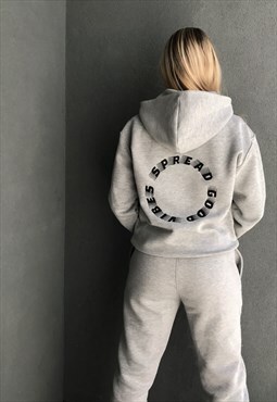 gray SPREAD GOOD VIBES hoodie