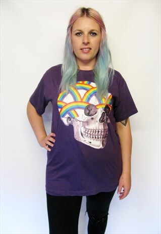 RAINBOW SKULL PURPLE OVERSIZED TEE
