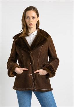 Women Sheepskin Coat 90s, Size M 6989