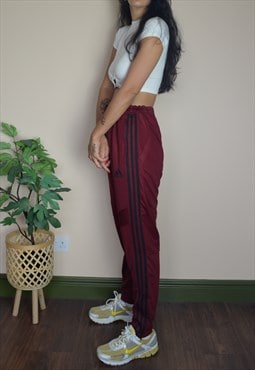 Vintage Adidas Joggers Sweatpants w 3 Stripe Logo in Maroon