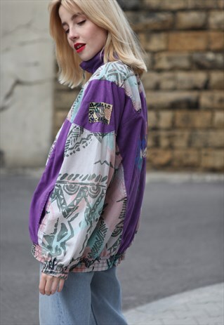 VINTAGE 80'S OVERSIZE SHELL JACKET IN PURPLE