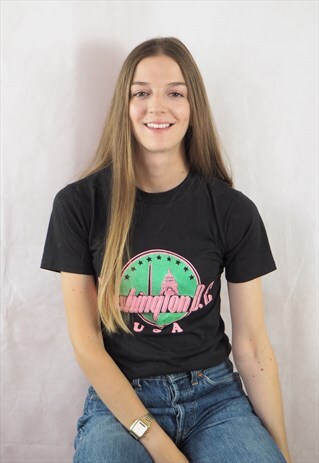 VINTAGE BLACK WASHINGTON T-SHIRT