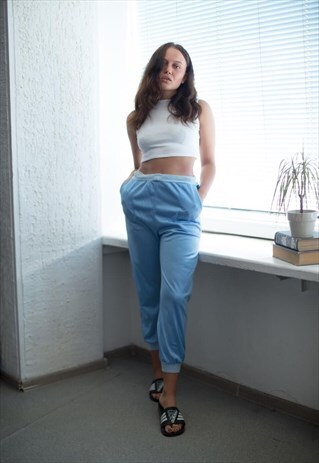 VINTAGE 80'S LIGHT BLUE SPORTS JOGGERS