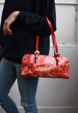 VINTAGE 90' ELEGNAT UNIQUE RED HAND BAG