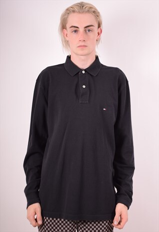 TOMMY HILFIGER MENS VINTAGE POLO SHIRT LONG SLEEVE XL 90S