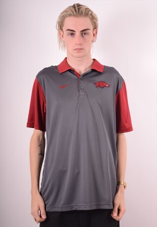 NIKE MENS VINTAGE POLO SHIRT LARGE GREY 90S