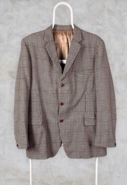 Vintage Wool Tweed Blazer Houndstooth Check Medium 40