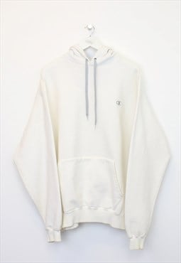 Vintage Champion hoodie in white. Best fits XXL