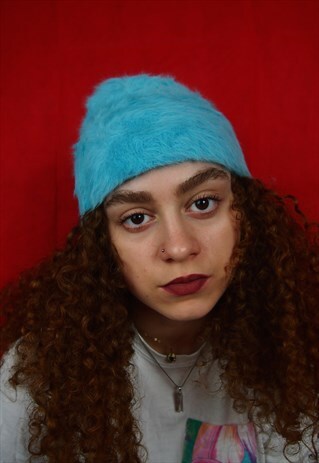 BLUE FLUFFY BEANIE