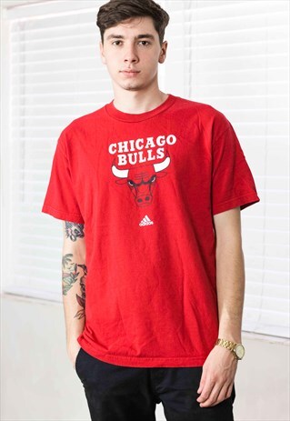 VINTAGE ADIDAS CHICAGO BULLS T-SHIRT LOGO 90S L 8.1