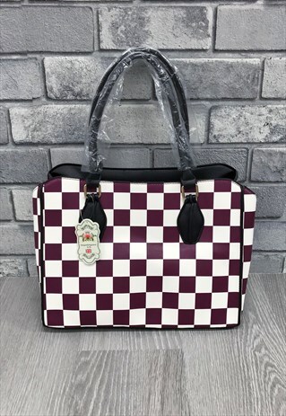 PURPLE & WHITE CHECKERED BAG