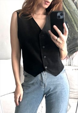 Corduroy Black Vest - Large 